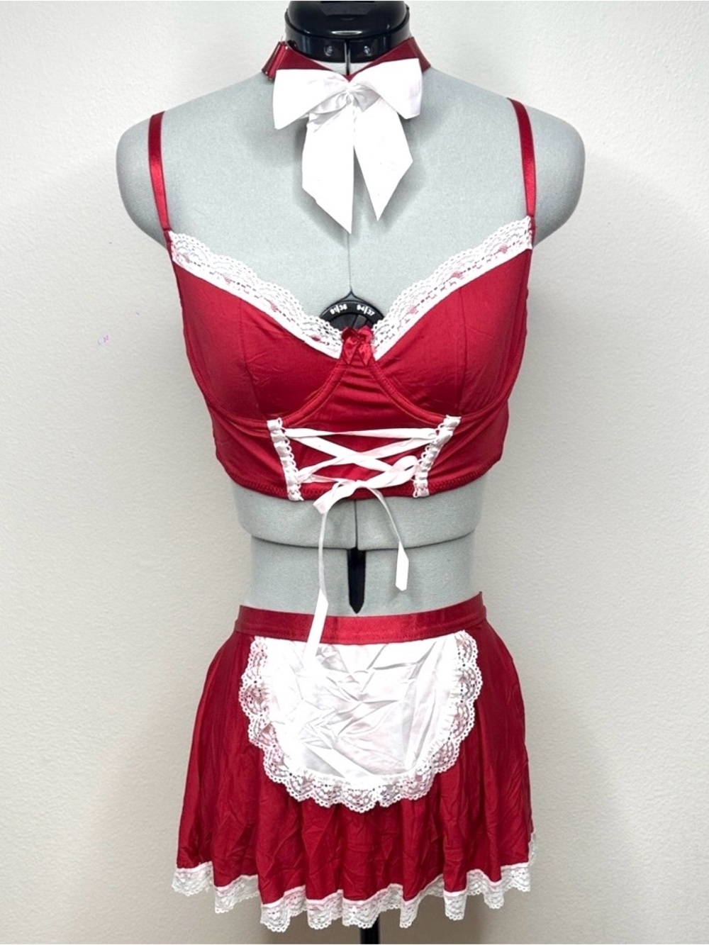 NWT French Maid Cosplay 4 PC Lingerie Set Corset M